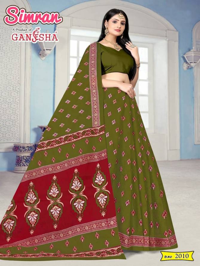 Simran Vol 2 By Ganesha Daily Wear Printed Cotton Sarees Catalog